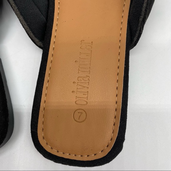 OLIVIA MILLER 
Jericho Slip on square toe faux leather Sandals in Black - Picture 8 of 9